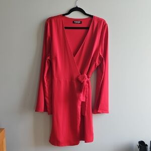 Fashion Union - Vibrant Red Wrap Dress - Size 12